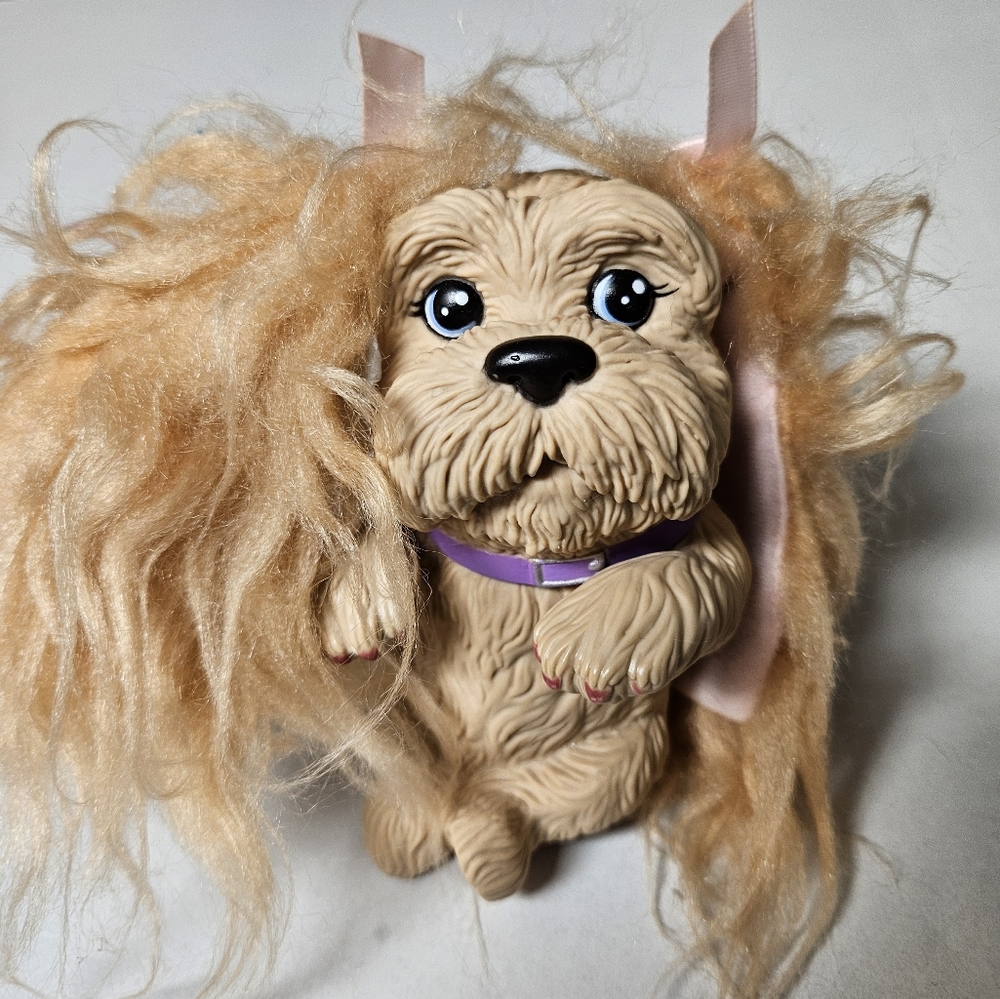 Cream Plush Dog Toy with Fluffy Fur 2006 Mattel Barbie‎